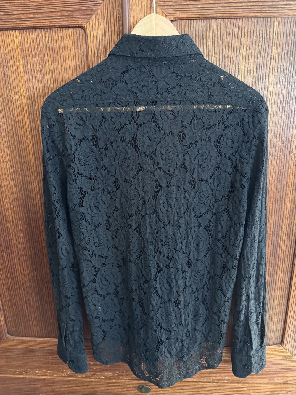 Coofandy Mens Lace Button-Down Shirt in Black size L - Picture 4 of 5